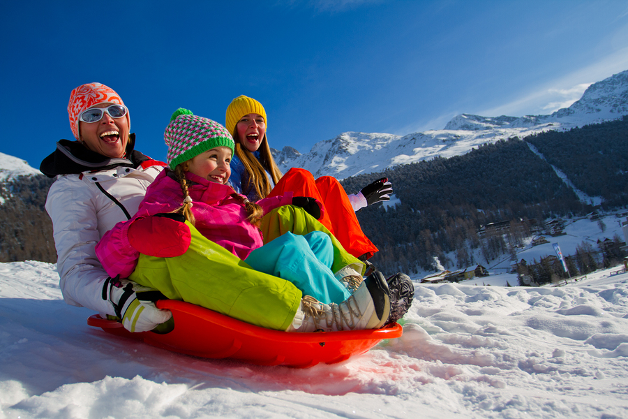 Family Outside in Winter